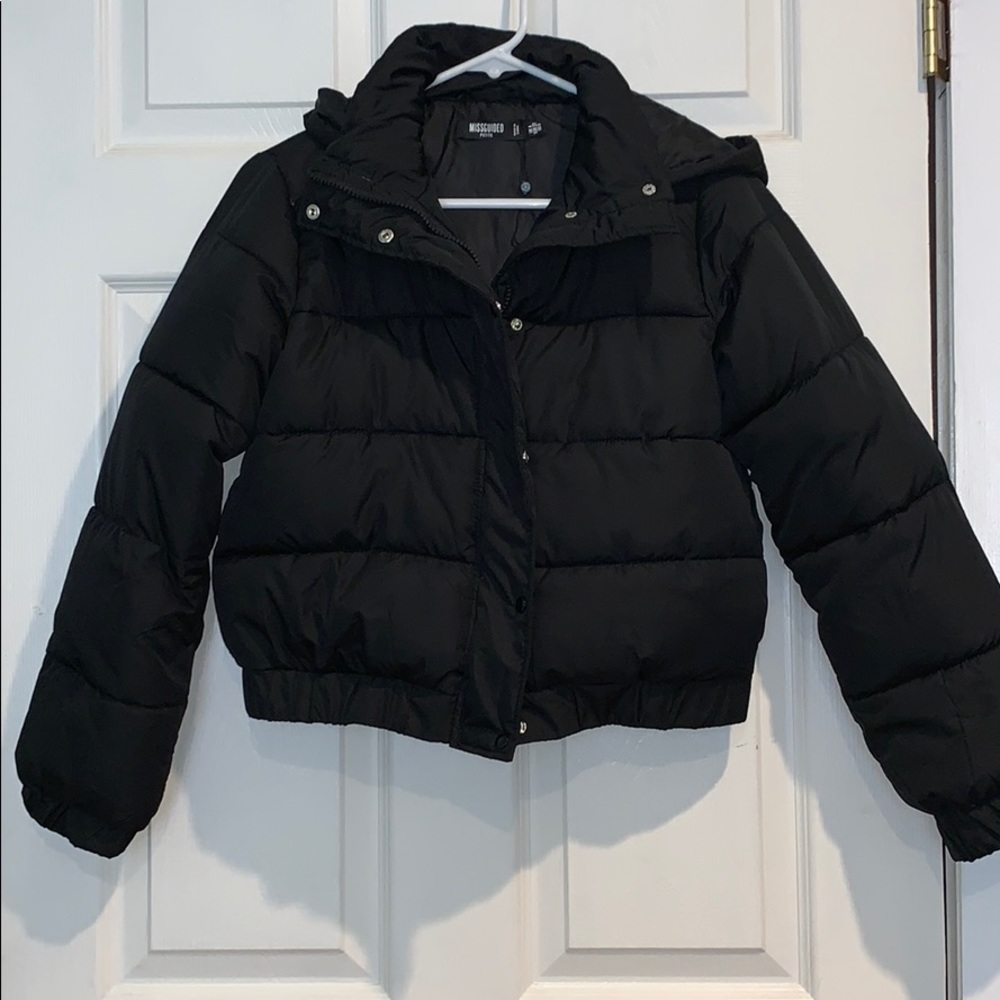 Misguided Petite Black Puffer Jacket
